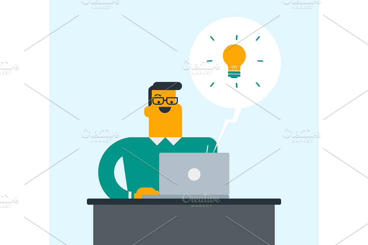 Caucasian businessman having a business idea. in Illustrations - product preview 8