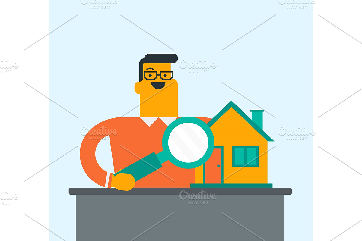 Young caucasian white man looking for a house. in Illustrations - product preview 8