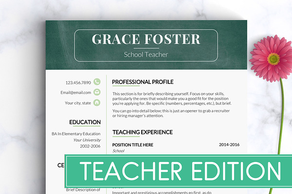 Teacher Resume Template / Teacher CV