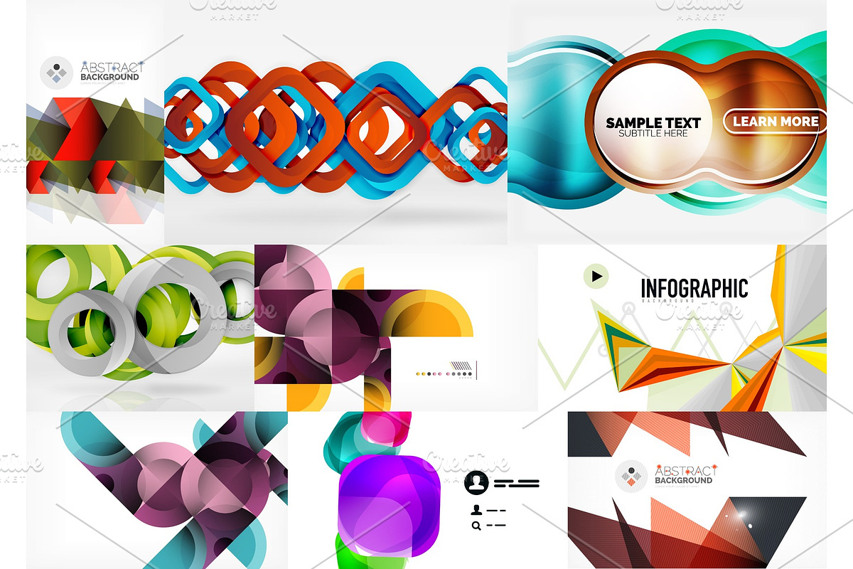 Set of paper style geometric abstract backgrounds in Textures - product preview 8