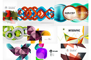 Set of paper style geometric abstract backgrounds