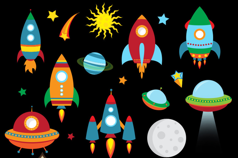 Outer Space Rockets Clipart
