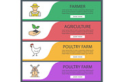 Agriculture web banner templates set