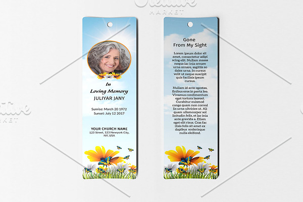 Funeral Bookmark Template V01