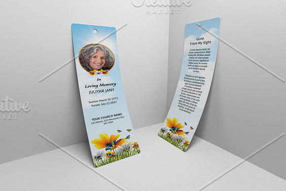 Funeral Bookmark Template V01 in Card Templates - product preview 3