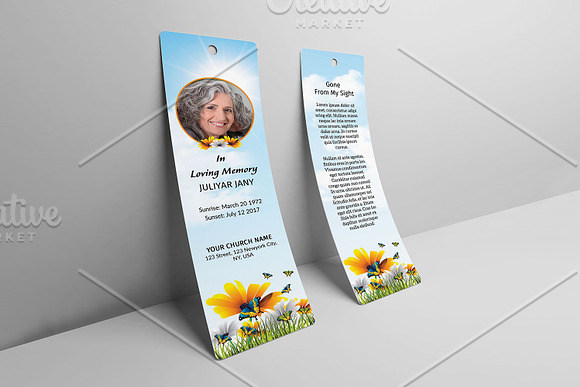 Funeral Bookmark Template V01 in Card Templates - product preview 4