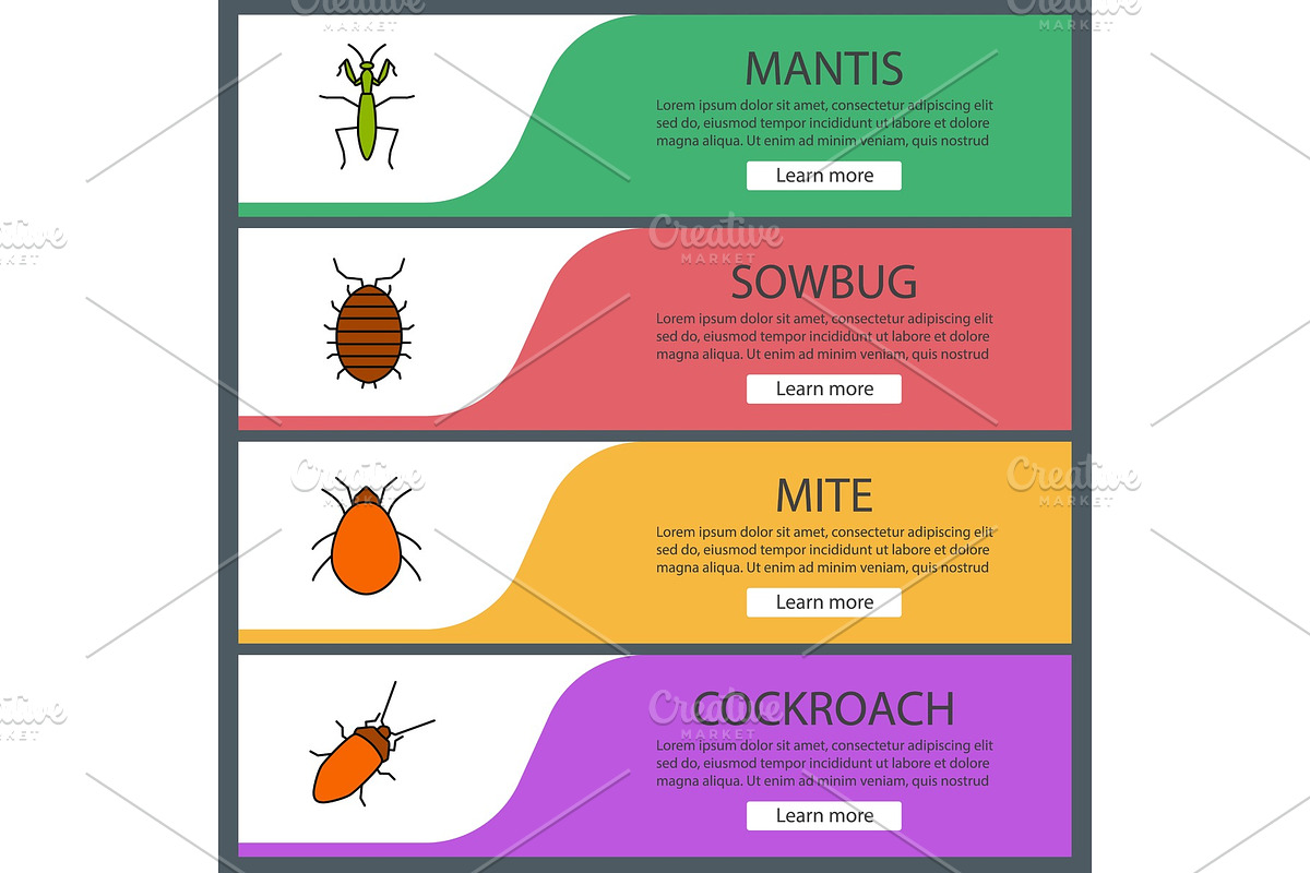 Insects web banner templates set in Product Mockups - product preview 8