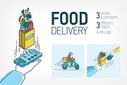 Several stages of food delivery