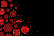 Dark red flowers on black template