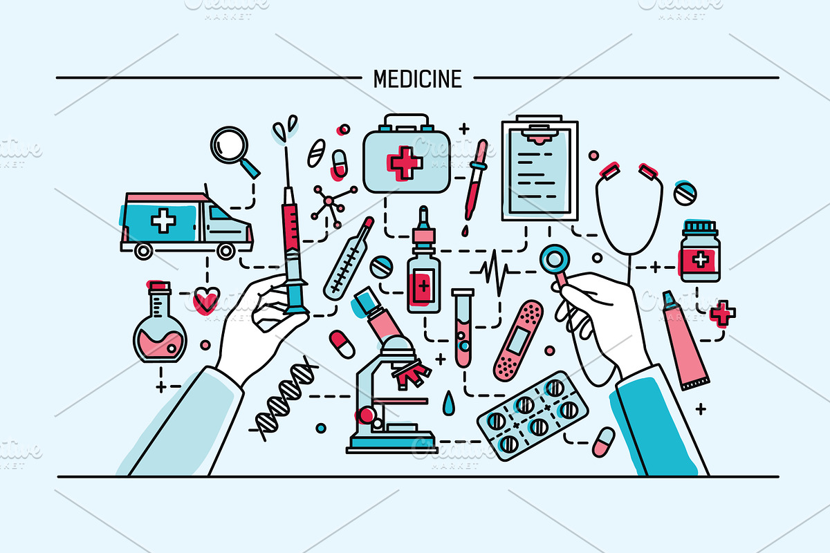 Medicine banner and seamless in Illustrations - product preview 8