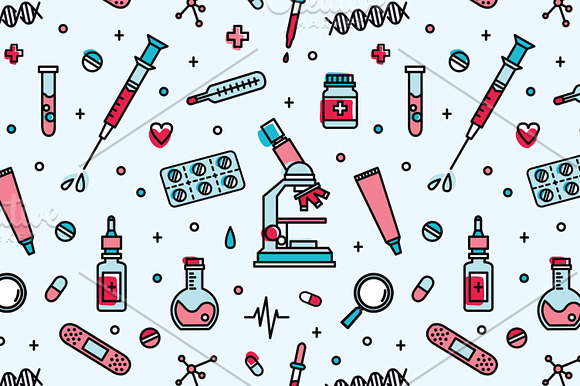 Medicine banner and seamless in Illustrations - product preview 2
