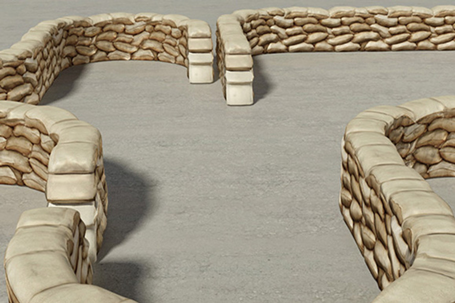 Sandbags Wall Construction Kit in Objects - product preview 3