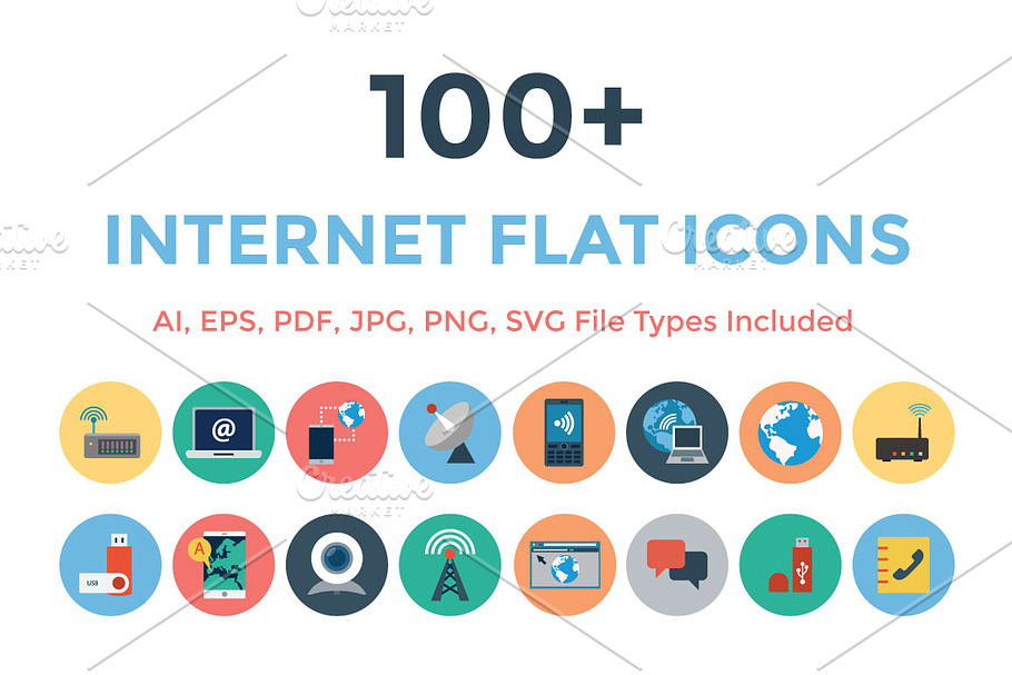 100+ Internet Flat Icons