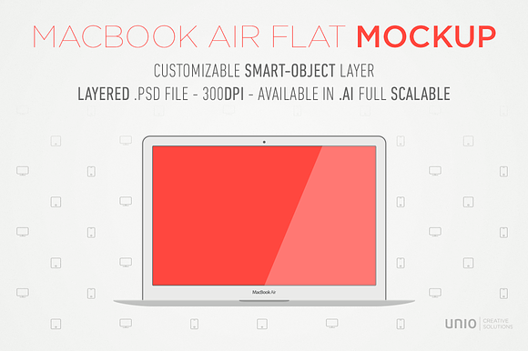 Macbook Air Flat Mockup in Mobile & Web Mockups - product preview 1