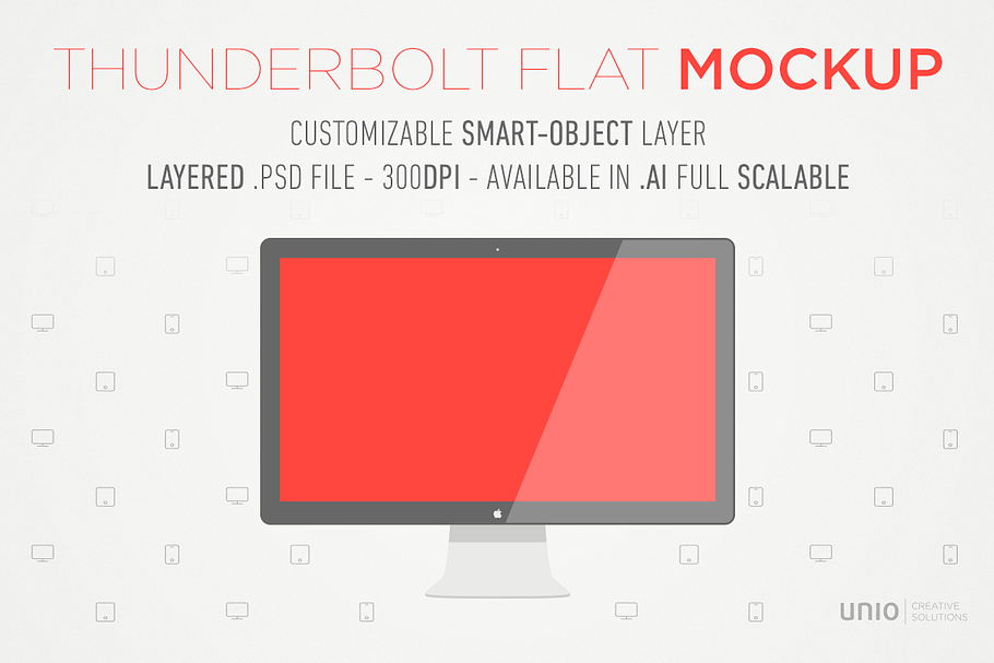 Thunderbolt Display Flat Mockup in Mobile & Web Mockups - product preview 8