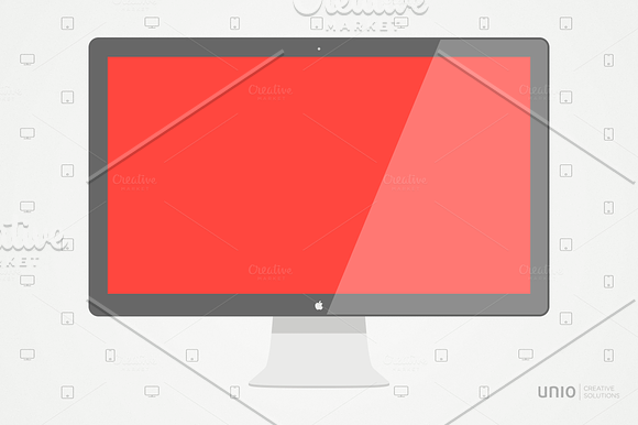 Thunderbolt Display Flat Mockup in Mobile & Web Mockups - product preview 1