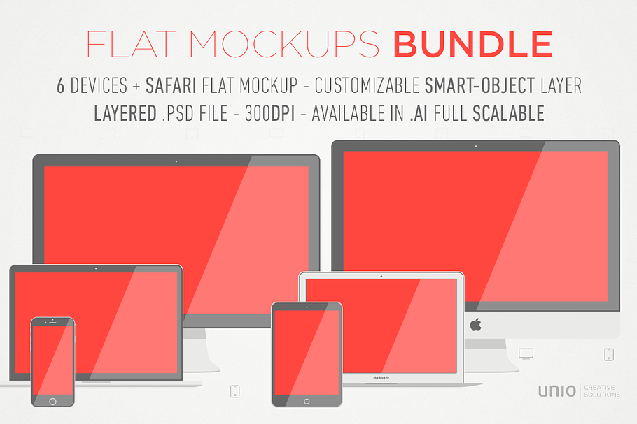 Flat Devices Bundle Mockups in Mobile & Web Mockups - product preview 8