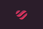 Heart vector logo design. Valentines day core ribbon creative logotype.