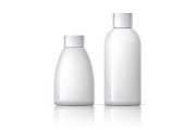 White plastic cosmetic bottle set