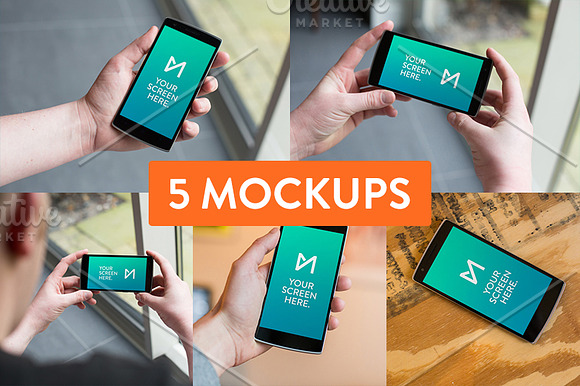 5x OnePlus One device mockup psd's in Mobile & Web Mockups - product preview 4