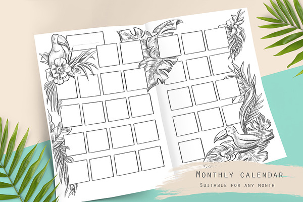 Tropical themed monthly calendar