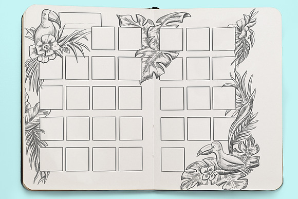 Tropical themed monthly calendar in Stationery Templates - product preview 1
