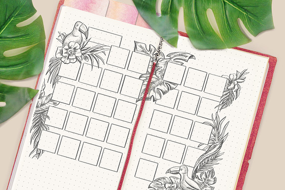Tropical themed monthly calendar in Stationery Templates - product preview 3