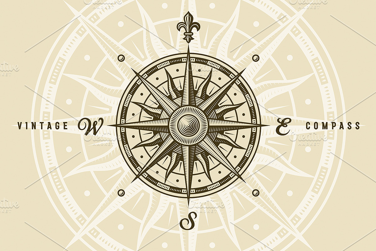 Vintage Compass Rose in Illustrations - product preview 8