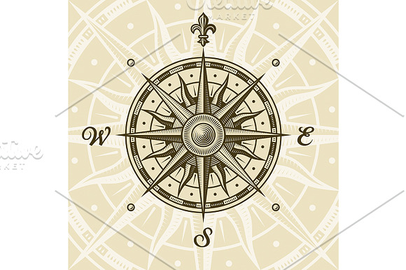 Vintage Compass Rose in Illustrations - product preview 1