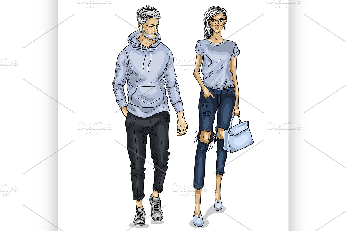 Vector woman and man in Illustrations - product preview 8