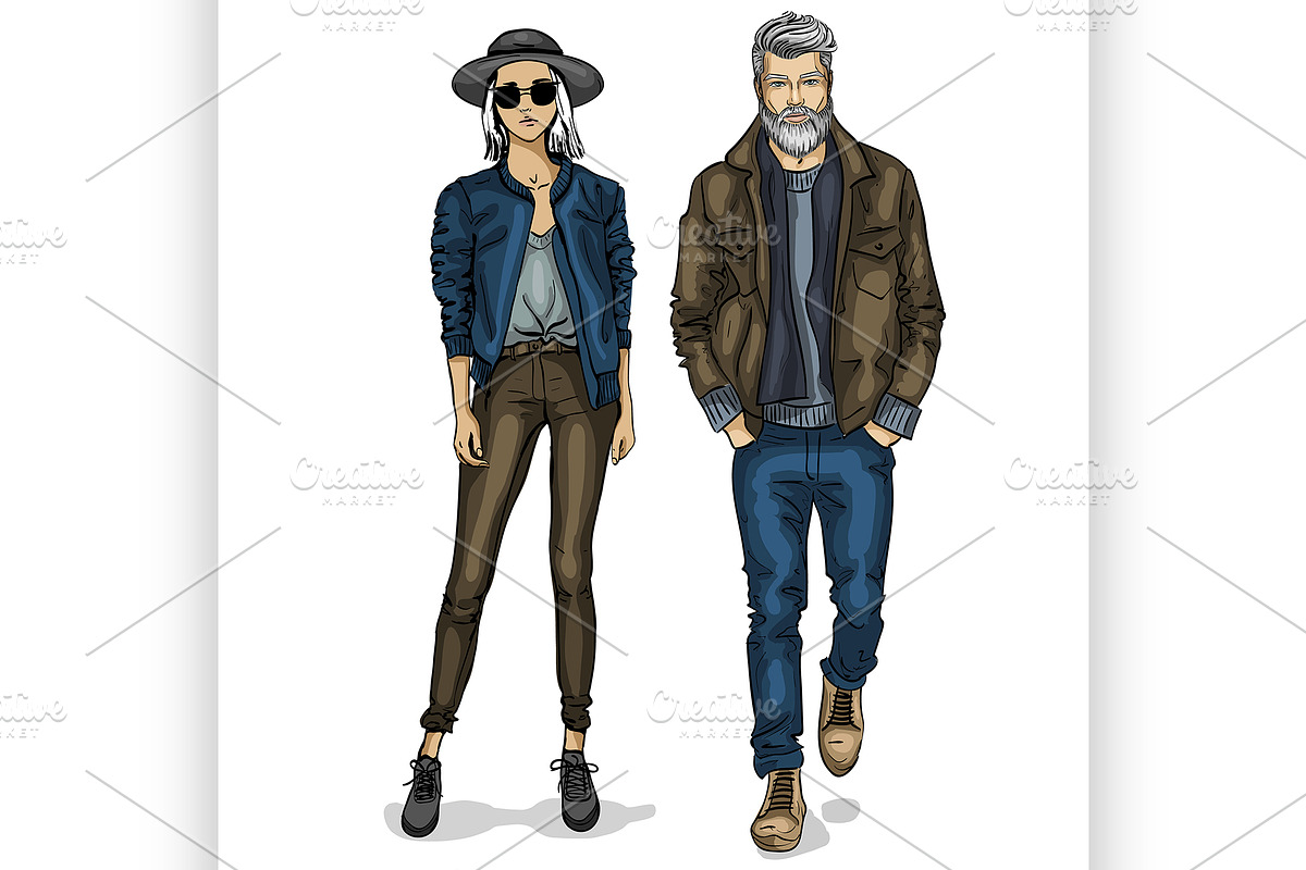 Vector woman and man in Illustrations - product preview 8