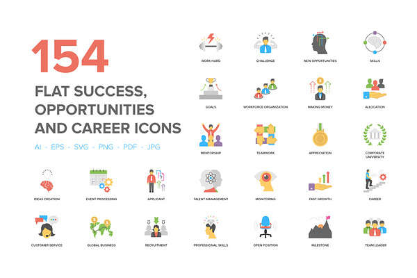 Flat Success and Opportunities Icons