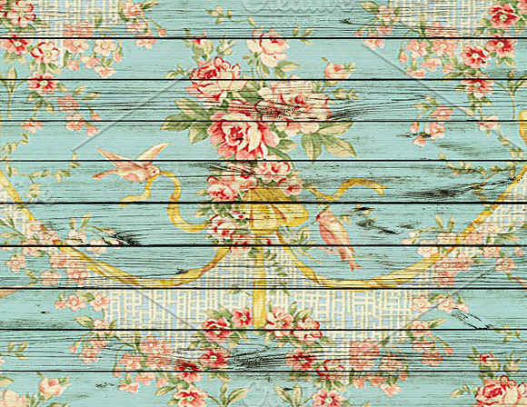 French Wood texture floral paper in Textures - product preview 3