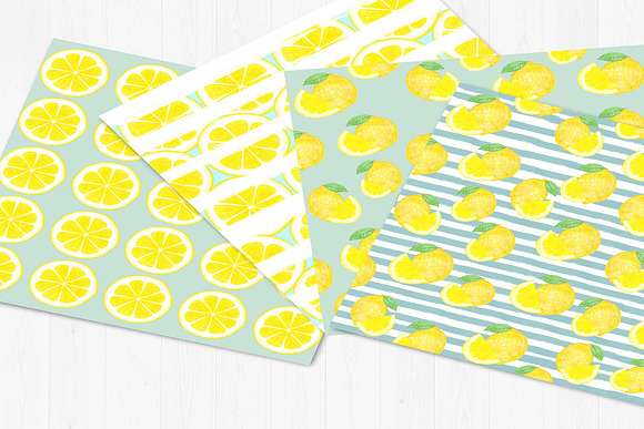 Lemons Digital Paper in Illustrations - product preview 3