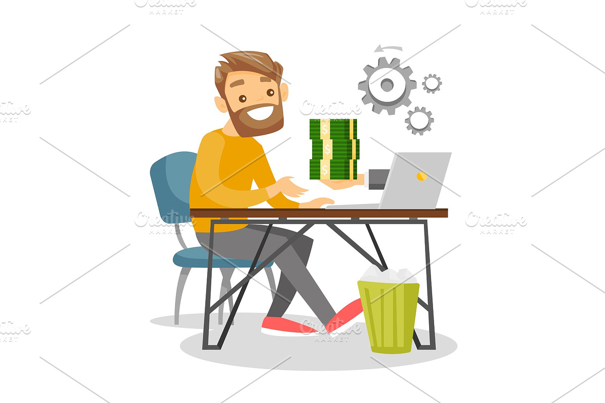 Businessman earning money from online business. in Illustrations - product preview 8