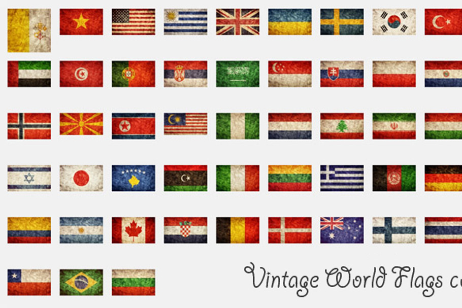 Vintage World Flags collection in Illustrations - product preview 8