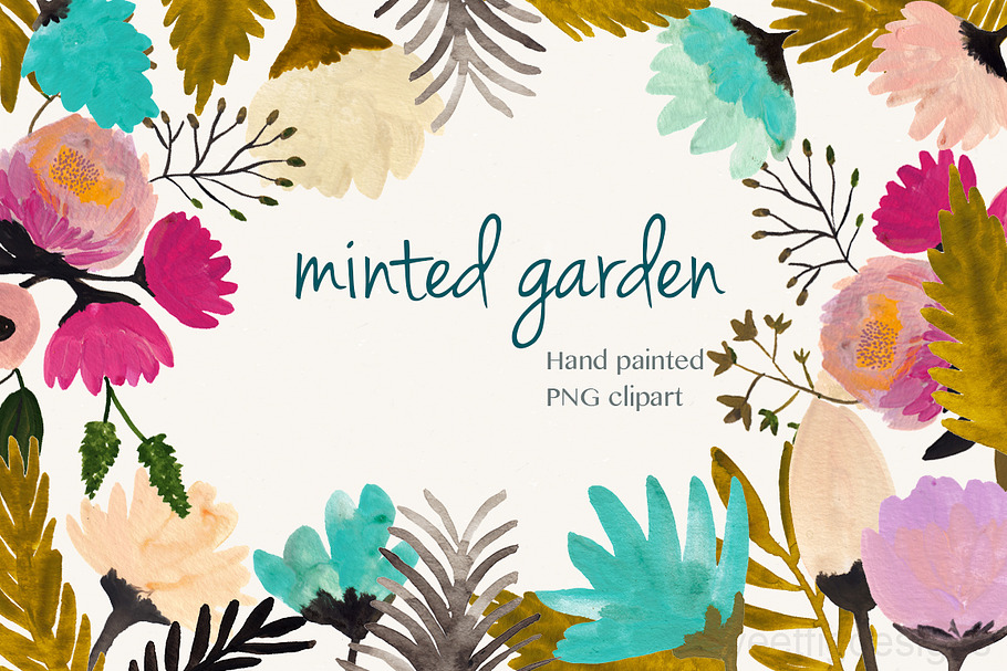 handpainted garden flowers in Illustrations - product preview 8
