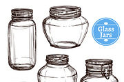 Hand drawn glass jars set