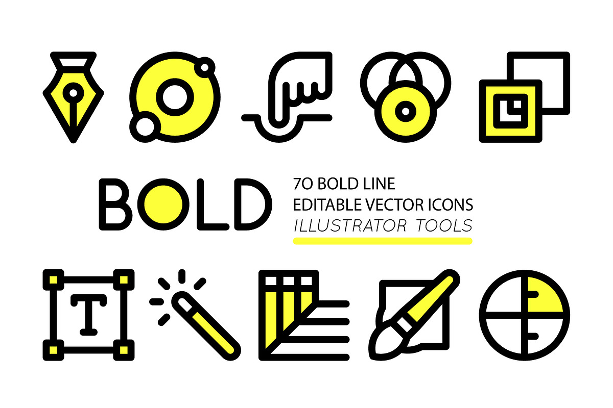 BOLD Adobe Illustrator tool icons in Graphics - product preview 8