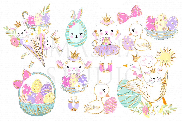 HAPPY EASTER BUNNIES clipart in Illustrations - product preview 1