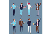 Set of Men Icons Partying Vector Illustration