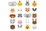 Cute animals faces icons