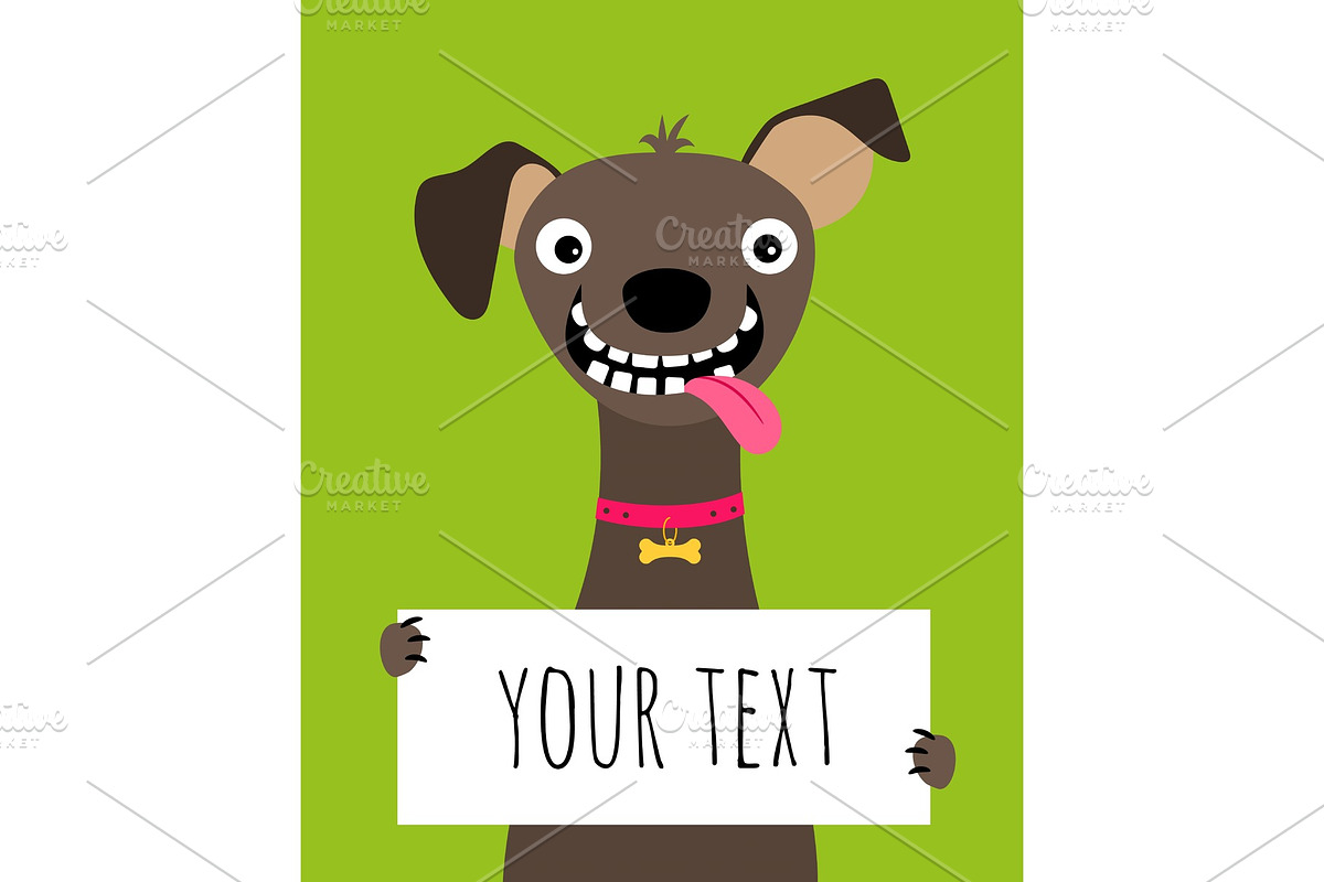 Happy dog and text frame card in Illustrations - product preview 8