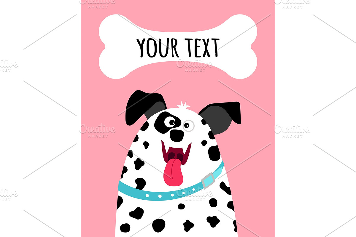 Greeting card with dalmatian dog face in Illustrations - product preview 8