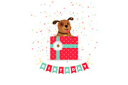 Birthday greeting card with dog