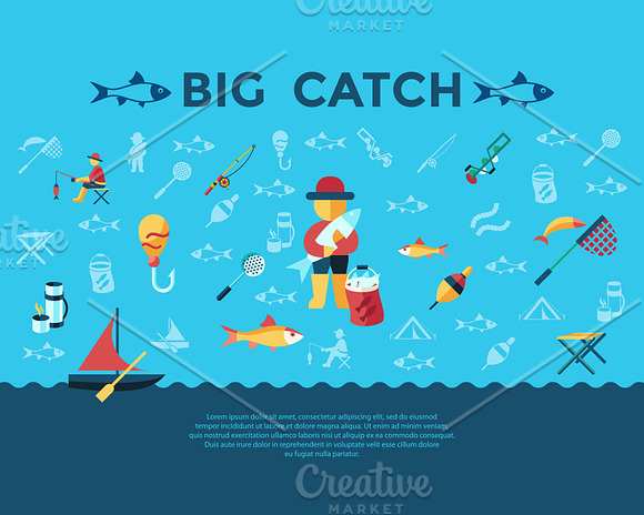 Vector bundle 16 fishing icons set in Objects - product preview 14