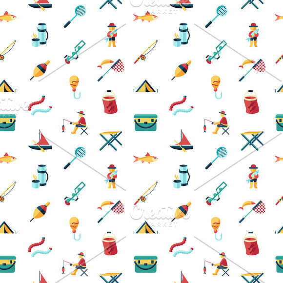 Vector bundle 16 fishing icons set in Objects - product preview 15