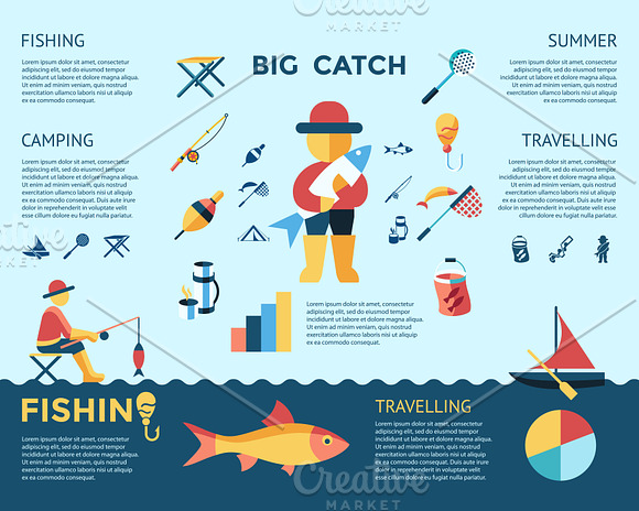 Vector bundle 16 fishing icons set in Objects - product preview 16
