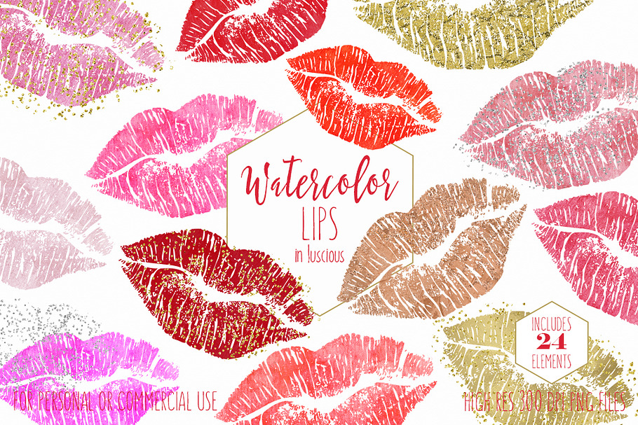 Watercolor Lips Lipstick Kisses