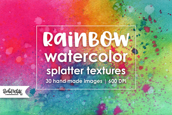 Rainbow Watercolor Splatter Textures